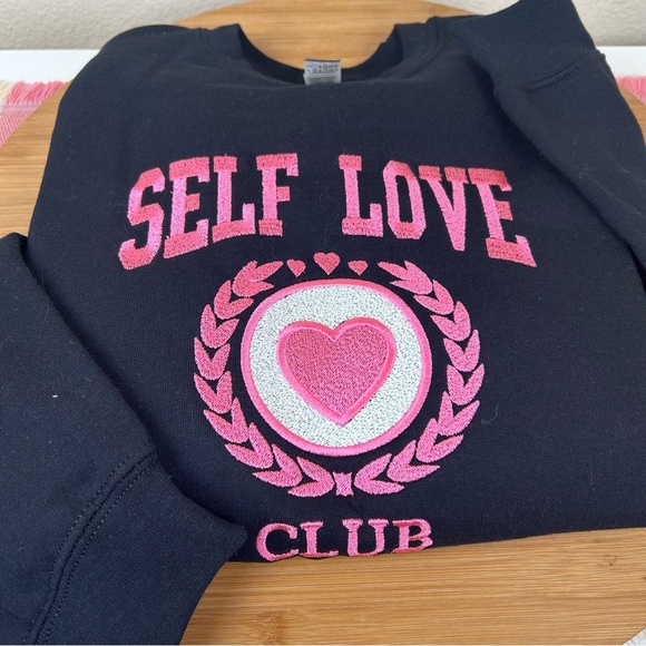 WOMEN’S SELF LOVE CLUB EMBROIDERY SWEATER (UNISEX) - Picture 1 of 7